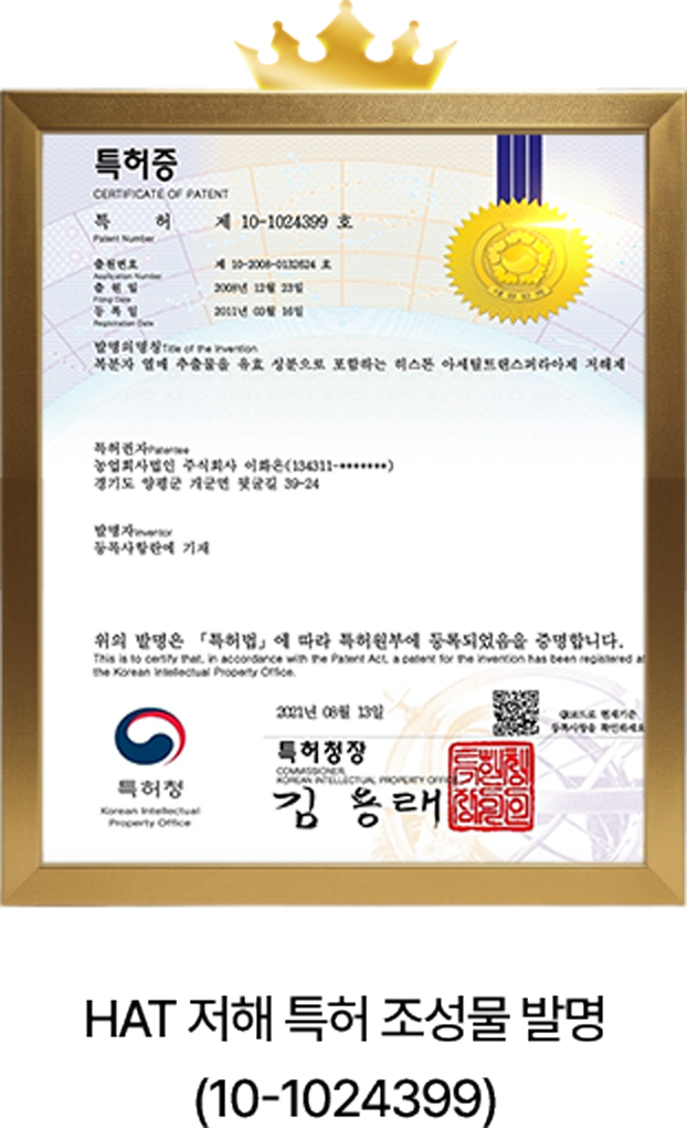 HAT 저해 특허 조성물 발명 (10-1024399)